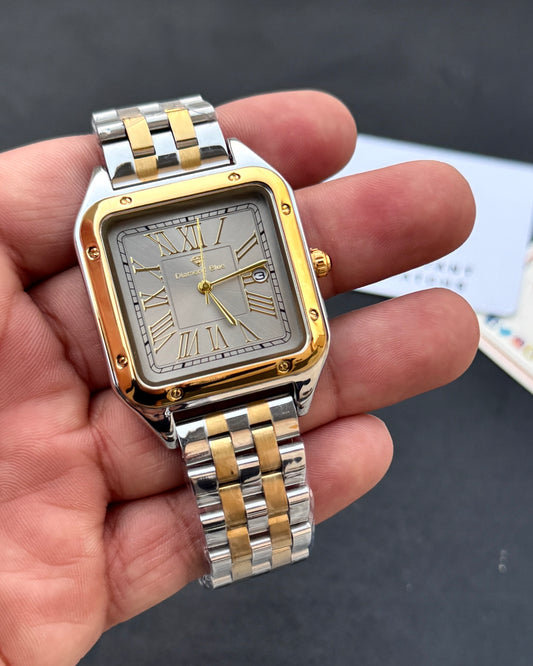 Roman Square - Natural Titanium - Premium Grade Series - Solid Chain & Lock