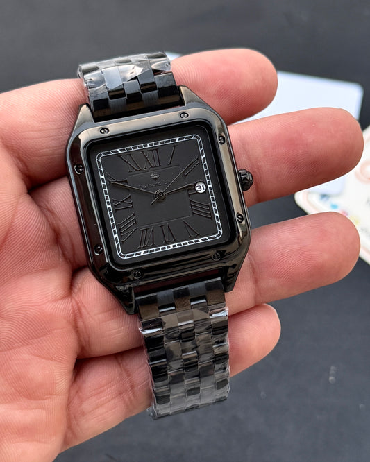 Roman Square - Bold Black - Premium Grade Series - Solid Chain & Lock