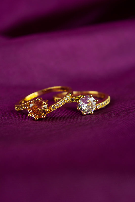 Sleek Ring - White Diamond - One Carat Gold Plated