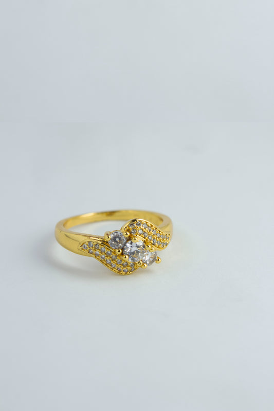Diamond Zircon Ring - One Carat Gold Plated