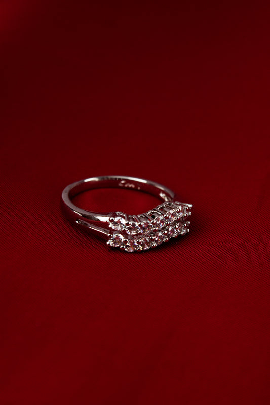 Enriched Diamond Dual Layer Ring - White Diamond - Durable Silver