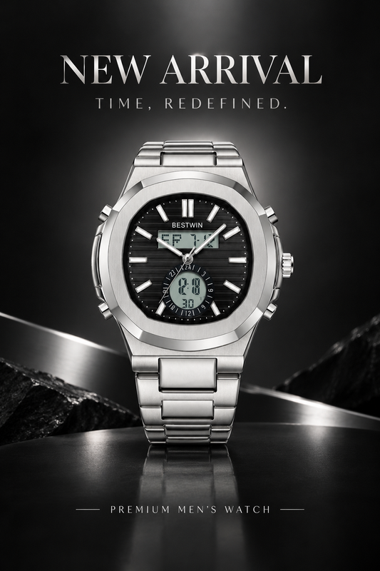 Original BESTWIN - Elyron Series - High Grade Heavy Weight Series - Mineral glass - Dual time