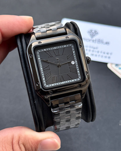 Roman Square - Bold Black - Premium Grade Series - Solid Chain & Lock