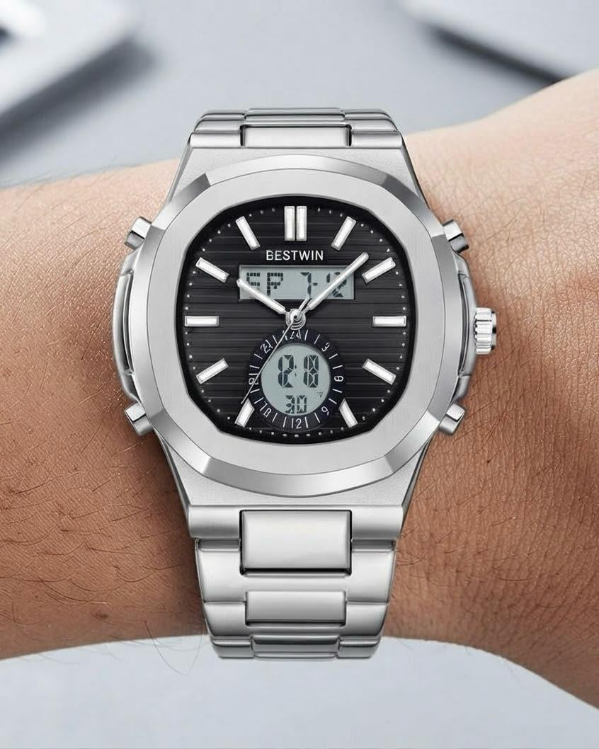 Original BESTWIN - Elyron Series - High Grade Heavy Weight Series - Mineral glass - Dual time