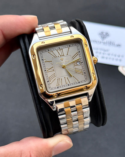 Roman Square - Natural Titanium - Premium Grade Series - Solid Chain & Lock