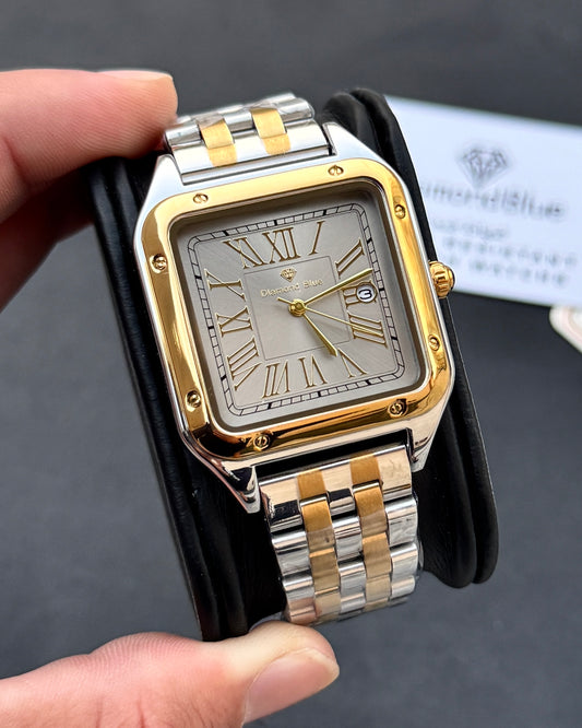 Roman Square - Natural Titanium - Premium Grade Series - Solid Chain & Lock