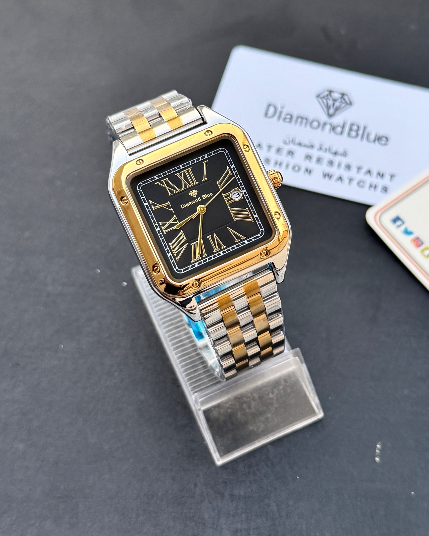 Roman Square - Premium Grade Series - Solid Chain & Lock - Original Diamond Blue