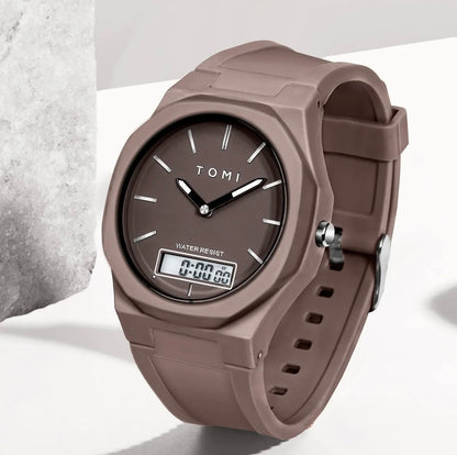 Pro 1.0 Edition (Retro Brown) - Latest TOMI Dual Time Model - Water Resistant Durable & Comfortable Straps