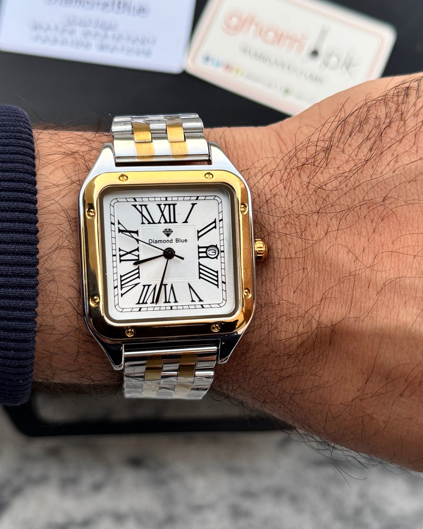 Roman Square - Premium Grade Series - Solid Chain & Lock - Original Diamond Blue