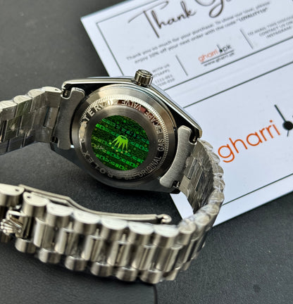 Luxury Oyster Edition - Silver Sapphire - RLX Series - Heavy & Composed Chain - Crystal Finish