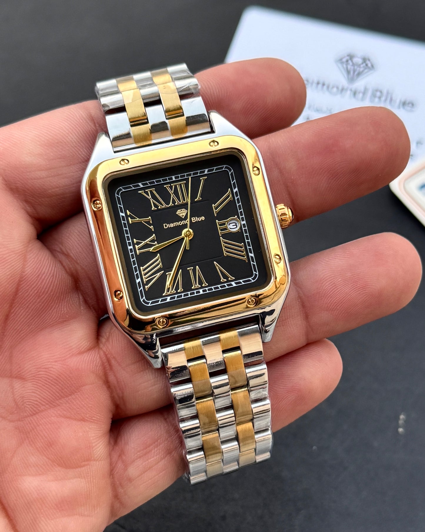 Roman Square - Premium Grade Series - Solid Chain & Lock - Original Diamond Blue