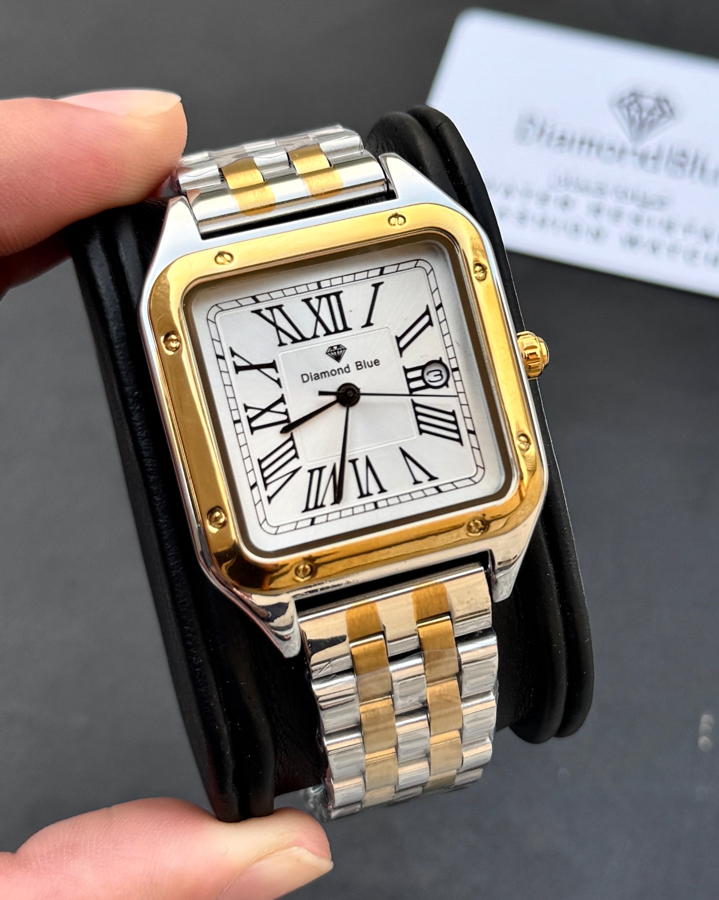 Roman Square - Premium Grade Series - Solid Chain & Lock - Original Diamond Blue