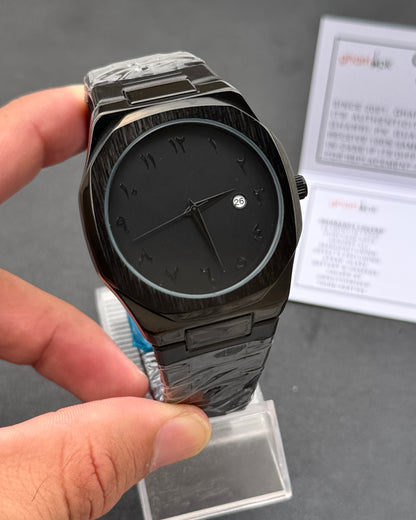 Arabic Edition Black Aura with Date - Ultra High Quality Stainless Steel Heavy Weight Edition (+150gm)