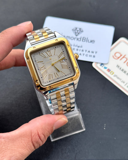 Roman Square - Natural Titanium - Premium Grade Series - Solid Chain & Lock