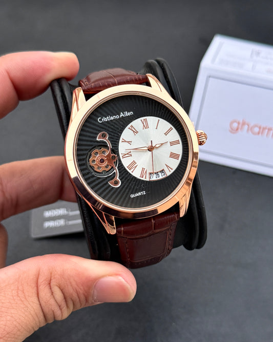 Premium Cristiano Aillen- Metal Body - High Grade Leather straps