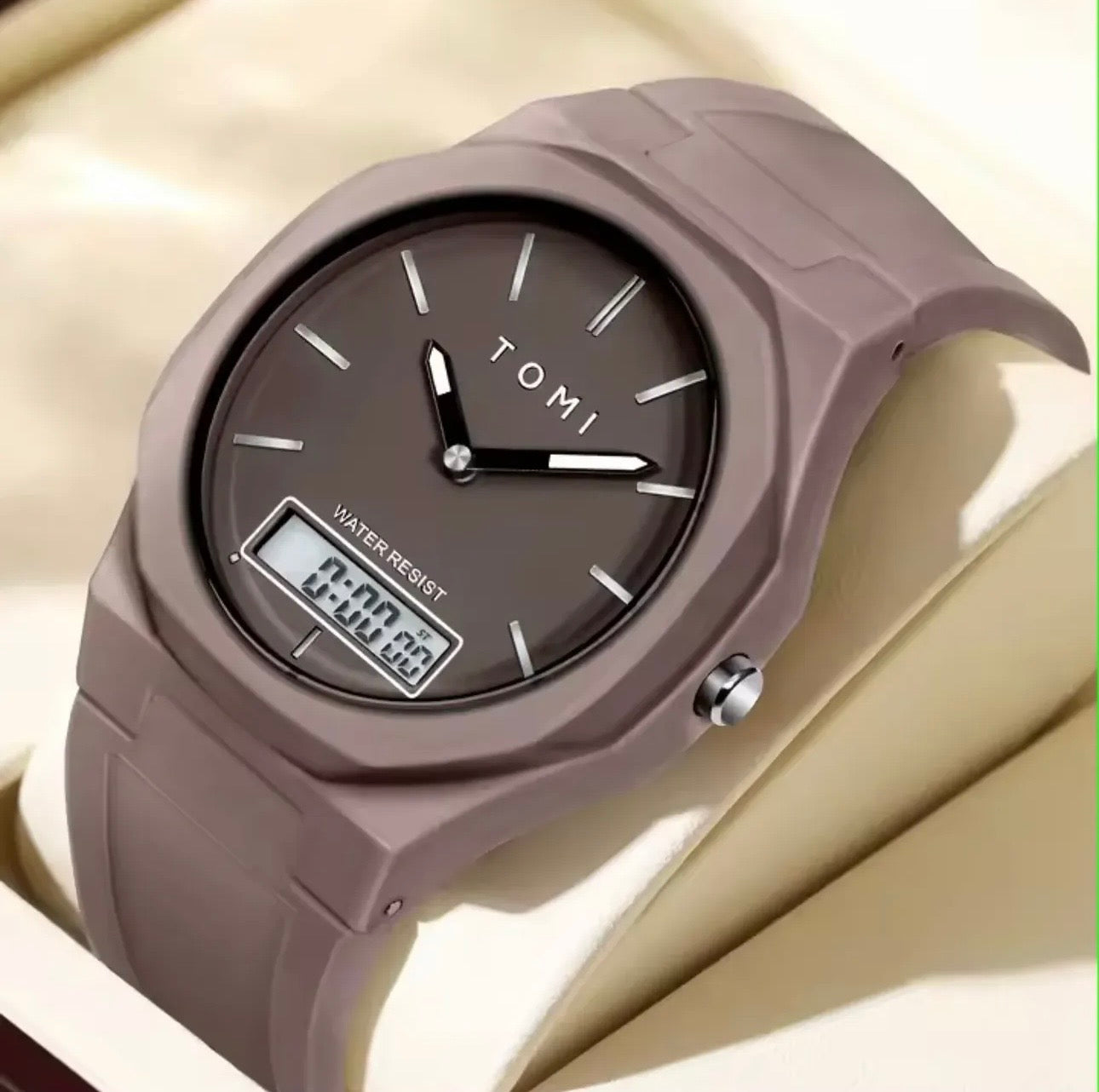 Pro 1.0 Edition (Retro Brown) - Latest TOMI Dual Time Model - Water Resistant Durable & Comfortable Straps