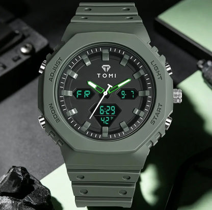 Rugged Edition Commando - TOMI Dual Time Flagship Model - Water Resistant Durable & Comfortable Straps