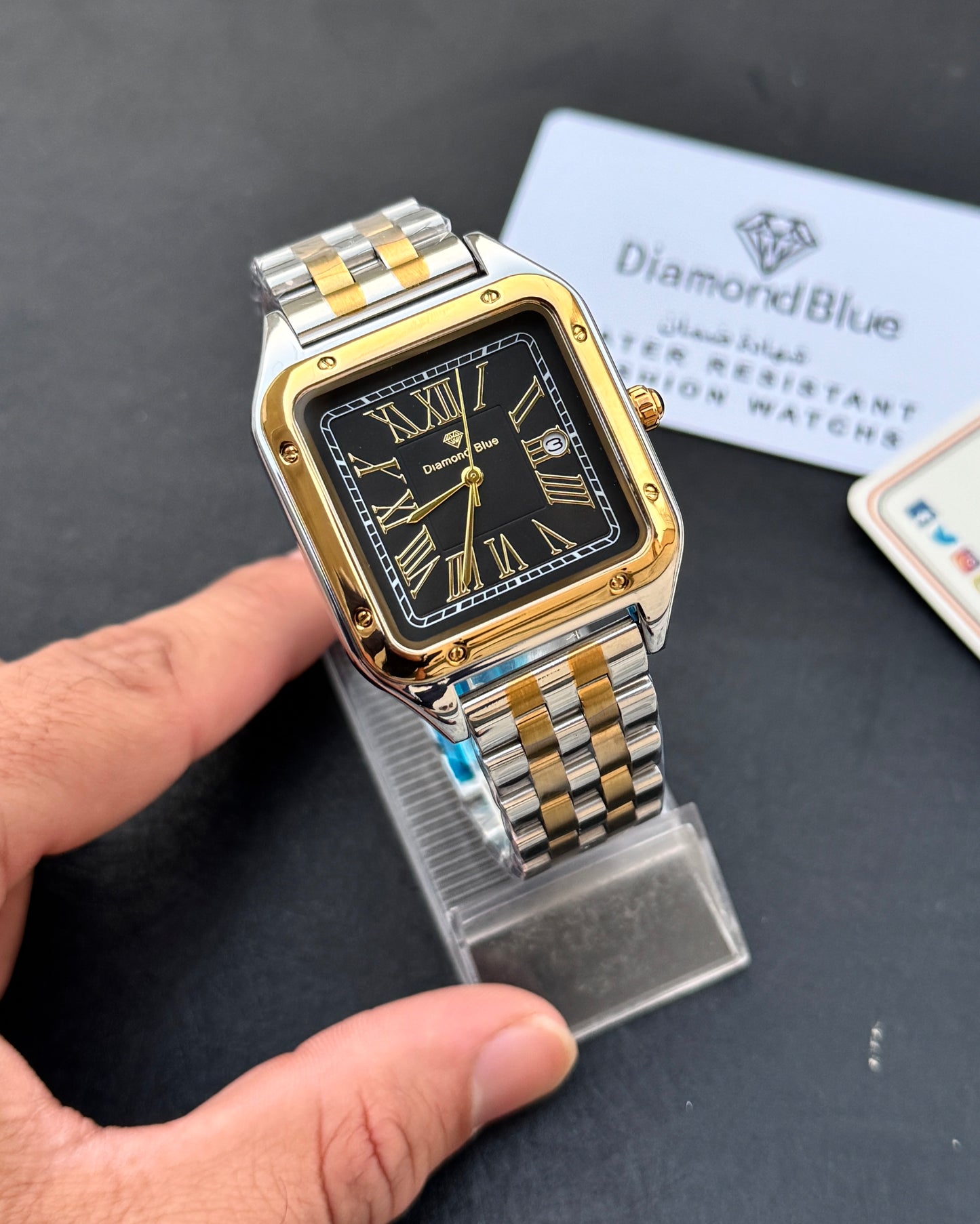 Roman Square - Premium Grade Series - Solid Chain & Lock - Original Diamond Blue