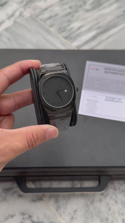 Arabic Edition Black Aura with Date - Ultra High Quality Stainless Steel Heavy Weight Edition (+150gm)