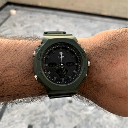 Rugged Edition - TOMI Dual Time Flagship Model - Water Resistant Durable & Comfortable Straps