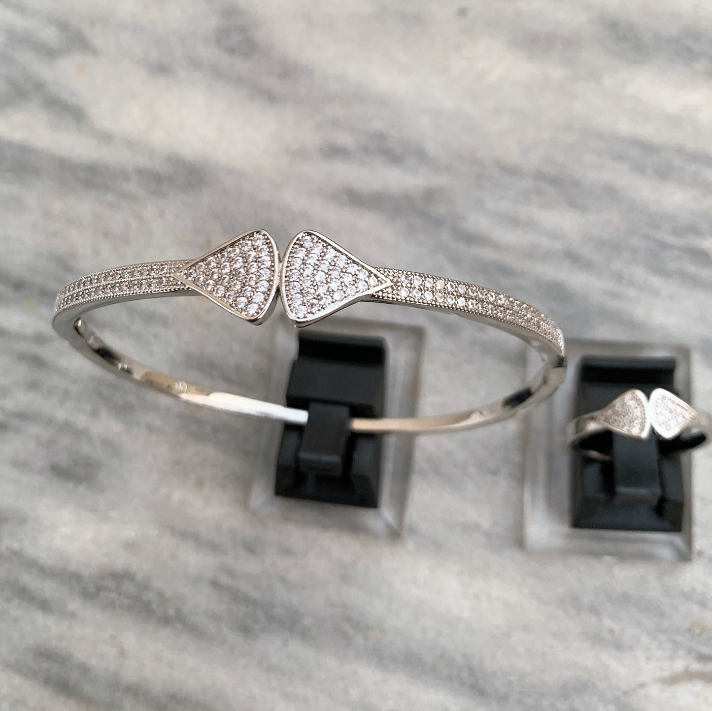 Delicate Micro Pave Bracelet & Ring Set - Signature Edition