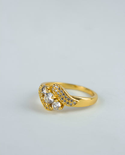Diamond Zircon Ring  - One Carat Gold Plated