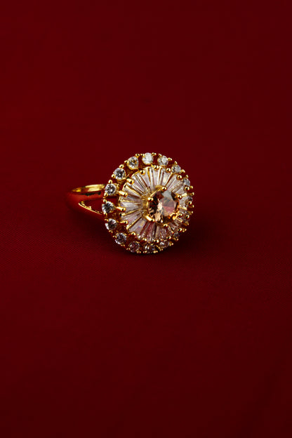 Special New Design Rose Pink Ring - One Carat Gold Plated