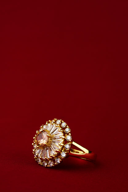 Special New Design Rose Pink Ring - One Carat Gold Plated