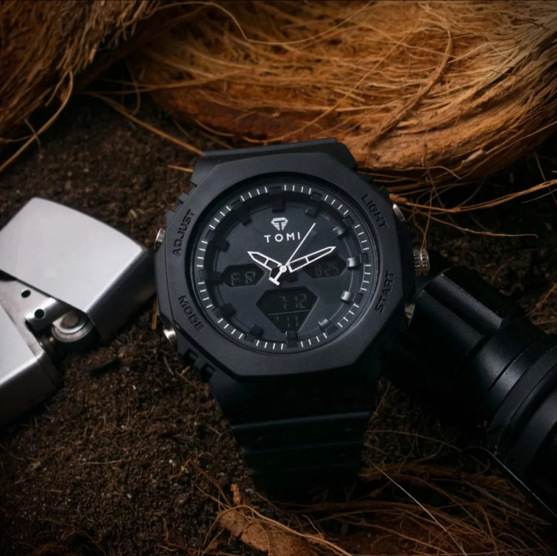 Rugged Edition - TOMI Dual Time Flagship Model - Water Resistant Durable & Comfortable Straps